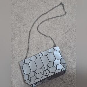 Geometric Silver Chain Shoulder Bag | NWOT